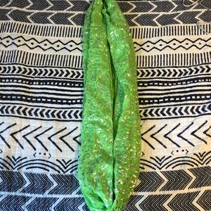 Green and silver cheetah print scarf